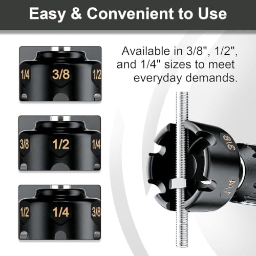 YWG Threaded Rod Nut Runner, Slotted Wing Nut Driver Drill Attachment for 1/4", 3/8" and 1/2" Rods, Hex Shank Bolt Remover Tool for Conduit Racks & Strut Systems