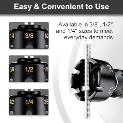 YWG Threaded Rod Nut Runner, Slotted Wing Nut Driver Drill Attachment for 1/4", 3/8" and 1/2" Rods, Hex Shank Bolt Remover Tool for Conduit Racks & Strut Systems