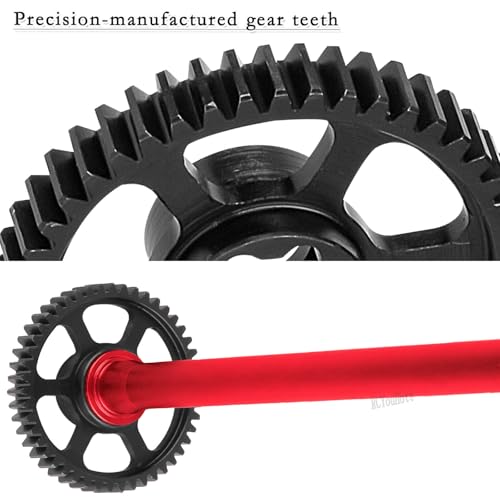 RC 45T Spur Gear Slipper Clutch/Center Slider Driveshaft Upgrades Part for 1/16 Mini Maxx 4WD RTR Brushless Monster Truck (#107154-1),#45 Steel Transmission Gears Spur Gear,Red - color: Red-(upgrades Part）
