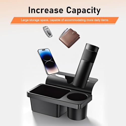 Car Window Storage Organizer, Multifunctional 2 in 1 Car Window Storage Box with Cup Holder, Universal Hanging Auto door Storage Organizer, for Sedan Truck SUV (Black)