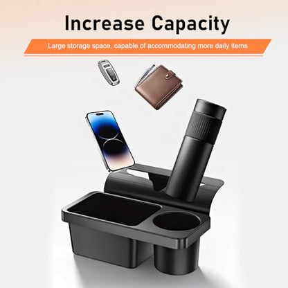 Car Window Storage Organizer, Multifunctional 2 in 1 Car Window Storage Box with Cup Holder, Universal Hanging Auto door Storage Organizer, for Sedan Truck SUV (Black)