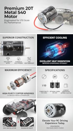 RC Motor, High Torque 20T Sensored Brushless Motor for 1/10 Scale RC Crawler, Durable Performance for Off-Road Enthusiasts and Hobbyists