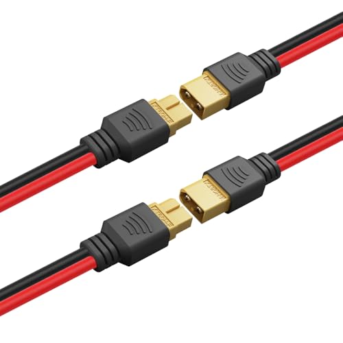 GRZWAYS 2 Pairs XT60 Plug Female and Male Connector with 12AWG Wire for RC Lipo Battery Cable Drone Car Boat