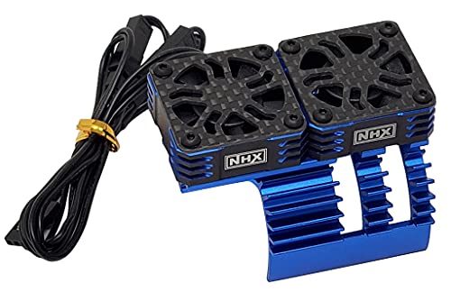 NHX RC 1/8 Twin Cyclone Alum HV Cooling Fans wCover 28000 RPM Motor Heatsink Blu