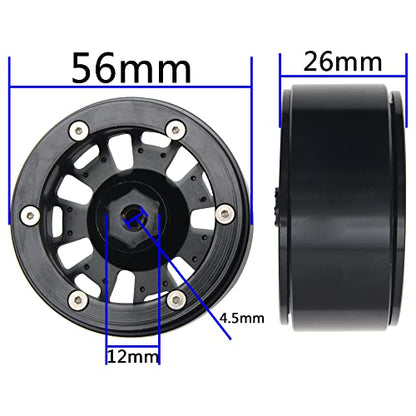 ShareGoo Metal 1.9inch Beadlock Wheel Rims 12mm Hex Hubs 10-Spoke Compatible with Traxxas TRX4 Axial SCX10 RC4WD D90 D110 Tamiya CC01 MST Redcat Gen8 1/10 RC Crawler Car (Yellow) - color: Yellow