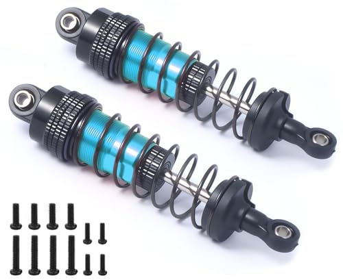 72mm Oiled Shock Absorbers, Aluminum RC Shock Absorber Damper Set for 1/12 1/14 1/16 WLtoys 144001, 124019,124018, MJX 16208 16209 14301, HBX 16889, SCY Upgrade Parts (2PCS) - color: Black, Blue, size: Long