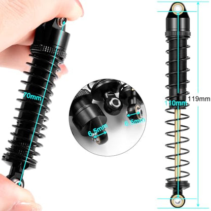 4Pcs Rc Metal Shock Absorber 70/80/90/100/110/120mm Damper For Tamiya CC01 TRX4 Axial SCX10 D90 D110 RR10 1/10 RC Crawler Car(Black) (110MM) - size: 110MM