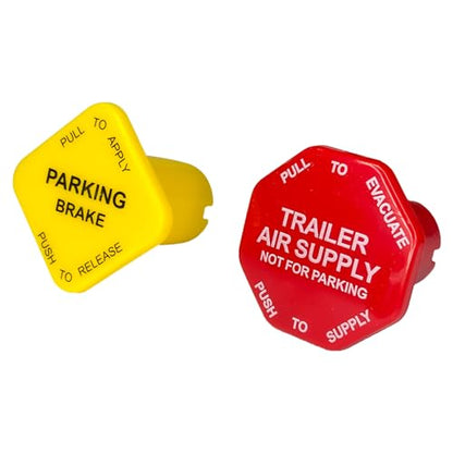 2-Pack Parking and Trailer Air Brake Knob Set 298818N Yellow and 298817N Red Parking and Air Brake Knobs Replacement for Peterbilt Kenworth Volvo Western Star Truck Trucks and Bendix MV-3 Valves