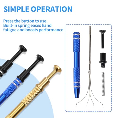 6 Pack Jeweler’s Pick Up Tool – 4 Claw Sprinkle Pen Grabber Tool Set (Stainless Steel, 4.5in) for Piercing Ball, Earrings, Diamonds, Jewelry Tweezers, DIY Craft Repair - style: 6pcs