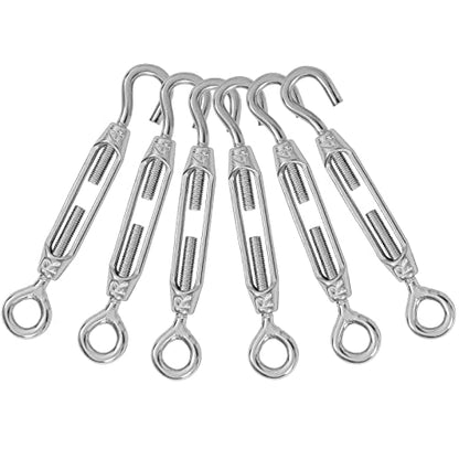 6PCS M4 Hook & Eye Turnbuckle 304 Stainless Steel Turnbuckle Wire Rope Tension Heavy Duty Turnbuckles for Cable Railing Wire Rope Hardware Kit (M4, Hook & Eye) - style: Hook & Eye-M-4