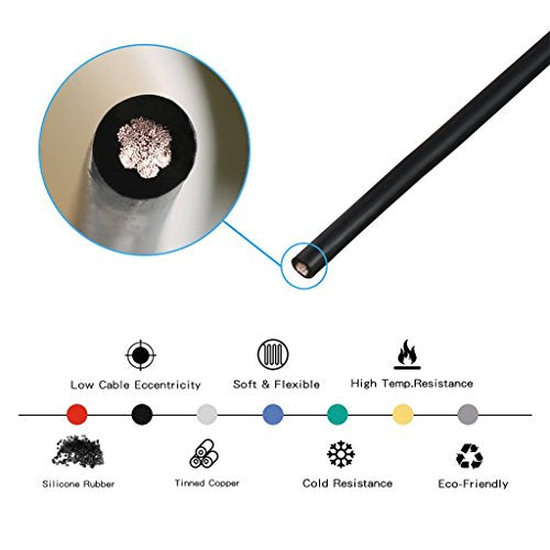 BNTECHGO 14 Gauge Silicone Wire Black 25ft Stranded Tinned Copper Wire | Flexible 14 AWG Stranded Wire Silicone Rubber Insulation For RC Models, Drone, Robot, Battery, EV Charger, 3D Printer, DIY - color: Black, size: silicone wire 25ft