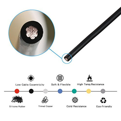 BNTECHGO 14 Gauge Silicone Wire Black 25ft Stranded Tinned Copper Wire | Flexible 14 AWG Stranded Wire Silicone Rubber Insulation For RC Models, Drone, Robot, Battery, EV Charger, 3D Printer, DIY - color: Black, size: silicone wire 25ft