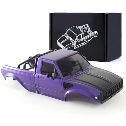 1/24 Pickup Truck Hard Body with Rear Cage Frame Wheelbase 133mm for 1/24 RC Crawler Axial SCX24 Bronco/Wrangler/C10/Base Camp Shell Upgrade (Purple Black) - color: Purple Black