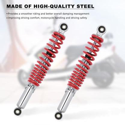 Minho Dual Rear Shock Absorbers with Adjustable Spring Preload in Heavy Iron Material Compatible with Chinese GY6 4-Stroke Engine Taotao ATV Go Kart,Red Color,330MM Length - size: 330mm