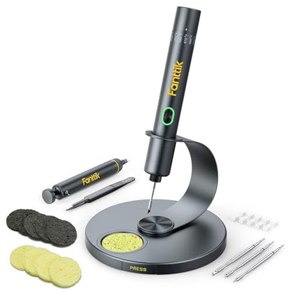 Fanttik T1 Max Soldering Iron Kit, Cordless Soldering Iron | 7s Fast Heating(390°F-840℉), Auto Sleep, 4 Pcs Soldering Tips(C210), 360° Swivel Stand, Soldering Iron for Precision Repair