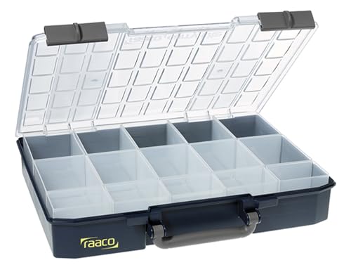 Raaco CarryLite 80 Small Parts Organizer, 15 Inserts | 3.2 Inch Height, Anti-Mix U-Profile Lid for Screws, Bolts & Nuts, Secure Sliding Lock, 15 Inserts, For workshop and garage - size: Deep-15 Inserts, style: Single Pack
