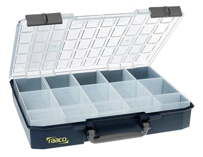 Raaco CarryLite 80 Small Parts Organizer, 15 Inserts | 3.2 Inch Height, Anti-Mix U-Profile Lid for Screws, Bolts & Nuts, Secure Sliding Lock, 15 Inserts, For workshop and garage - size: Deep-15 Inserts, style: Single Pack