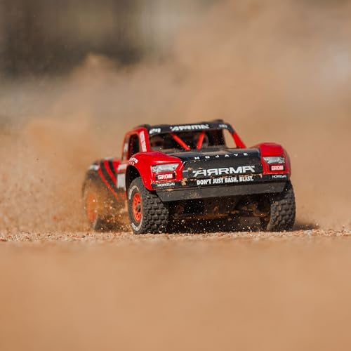 ARRMA Mojave GROM 4x4 SMART RC Desert Truck, RTR, Red/Black | Small Scale, Battery and Charger Included, ARA2104T1 - color: Red
