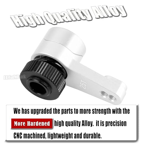 Aluminum 25T Unloading Steering Servo Horn Servo Arm Upgrades Part for 1/10 RBX10 SCX10 90046 Capra 1.9 UTB L0 S1 1/8 LMT Solid AXLE 4WD Monster Truck LOS04022 RC Car,Silver - color: Silver - (25t Servo Arm)