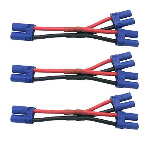 3pcs EC5 Parallel Plug Connector Cable Y-Harness 1 Male Connectors to 2 Female Connector for RC FPV Quadcopter Power System LiPO Battery - style: One Male to two Female