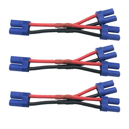3pcs EC5 Parallel Plug Connector Cable Y-Harness 1 Male Connectors to 2 Female Connector for RC FPV Quadcopter Power System LiPO Battery - style: One Male to two Female