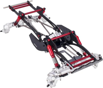 RC Performance Carbon Fiber LCG Chassis Kit with Gearbox Shock Absorber for 1/10 RC Crawler SCX10 Capra Upgrade (Full Chassis Kit) - style: Full Chassis Kit