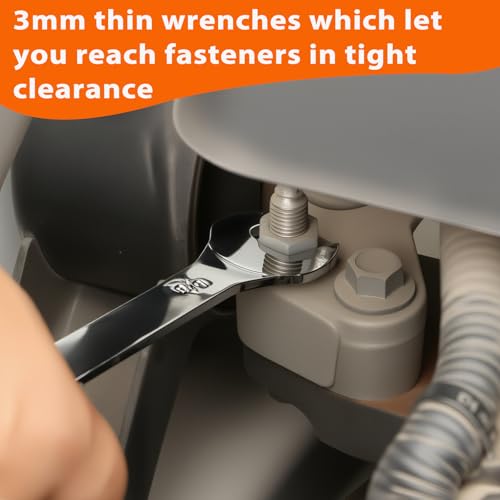 Super-Thin Open End Wrench, 3mm Ultra Thin Open End Wrenches 20 x 21mm Chrome Vanadium Steel Wrench for Tight Spots Repair - size: 20 x 21mm