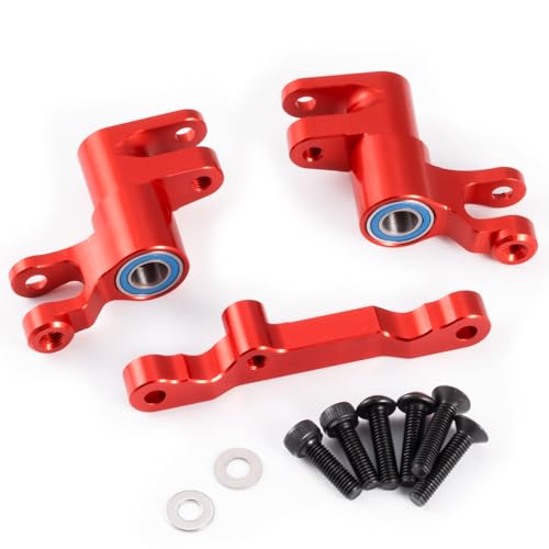 Red Front Steering Assembly for Tra-xxas 1/16 Mini Maxx Slash XRT | 4WD RTR Brushless Monster Truck RC Car Upgrades Parts Aluminum Bellcrank - color: Red