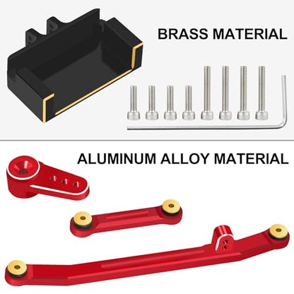 OGRC 12g EMAX Steering Servo Upgrades for Axial SCX24 1/24 RC Car | Max. 2 kg/cm, with 14g Brass Servo Mount and Aluminum Servo Arm Steering Link, Red - color: Red