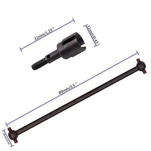 8 Pack Treehobby 90mm Stainless Steel 08029 Dogbones Drive Shaft & 02033 Stub Wheel Axle for 1/10 Redcat Volcano HSP Exceed RC Car Truck Replacement (Black)