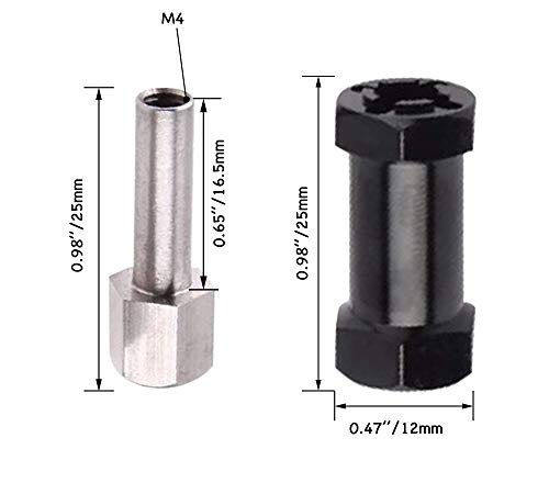 Aluminum 12mm Wheel Hex Hub with 25mm Offset Extension for SCX10 | Hex Drive Adaptor for 1/10 RC Crawler Axial SCX10 SCX10 II D90 Repairing and Upgrading