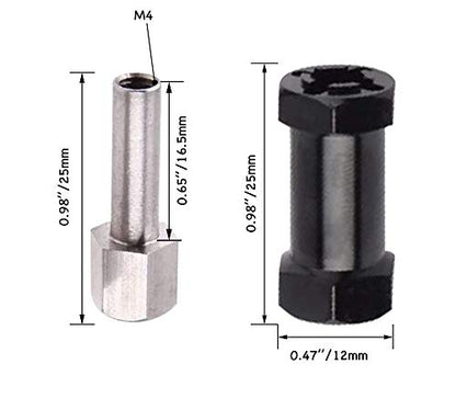 Aluminum 12mm Wheel Hex Hub with 25mm Offset Extension for SCX10 | Hex Drive Adaptor for 1/10 RC Crawler Axial SCX10 SCX10 II D90 Repairing and Upgrading