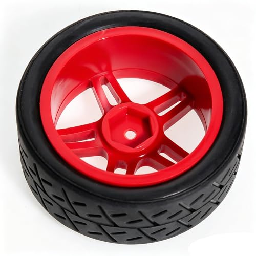1/10 RC Rally Street Tires OD 65mm with 12mm Hex Hard Plastic Wheels for 1:10 1/12 On Road Drift Touring Car Tamiya TT01 TT02 Traxxas XV02 XV01 TA06 HPI KYOSHO PTG2 A959 4PCS (Red) - color: Red