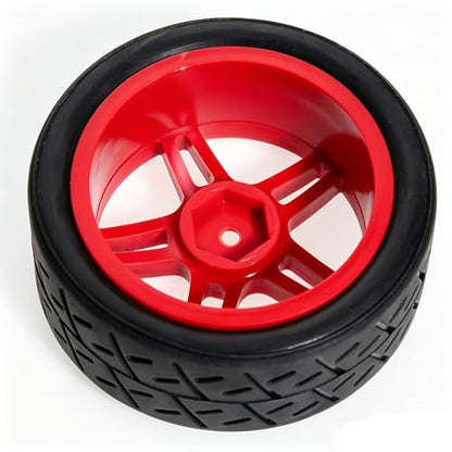1/10 RC Rally Street Tires OD 65mm with 12mm Hex Hard Plastic Wheels for 1:10 1/12 On Road Drift Touring Car Tamiya TT01 TT02 Traxxas XV02 XV01 TA06 HPI KYOSHO PTG2 A959 4PCS (Red) - color: Red