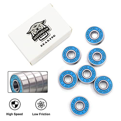 Premium 20Pcs 608rs Bearings Skateboard Bearings Chrome Steel Bearing Longboard Bearings (8x22x7mm) Double Rubber Sealed Deep Groove Bearing - size: 608-2rs-blue