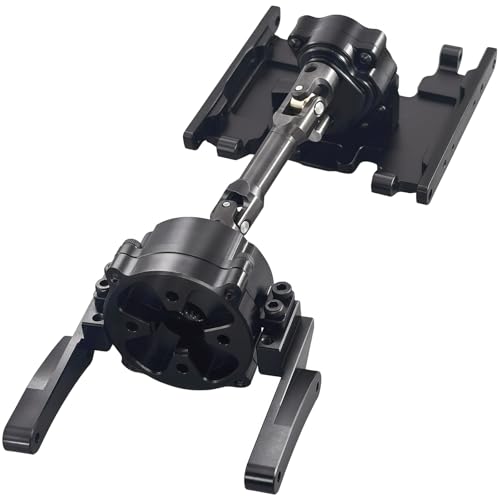 Front Planetary Gearbox Transfer Case Skid Plate Set with Short Drive Shaft for 1/10 RC Crawler SCX10 II Chassis (Black)