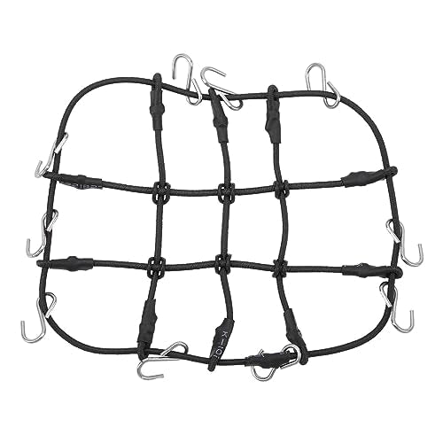 1/18 RC Elastic Luggage Net with Decorative RC Crawler Car Luggage Net for 1/18 RC Cars, for scx24 1/24 Roof Rack, RC Accessories (Black)