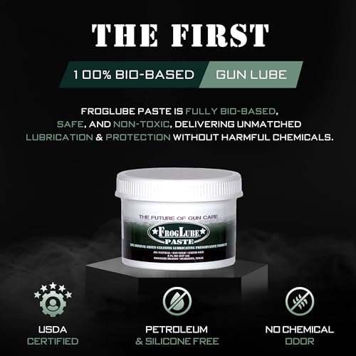 FrogLube Paste Gun Lubricant - Non Toxic Gun Grease - Lubricates & Protects | Minty Scent Gun Lube, Bonds to Metal & Prevents Carbon, Fouling, Lead, & Copper Build Up - Stays Cleaner Longer - size: 8oz