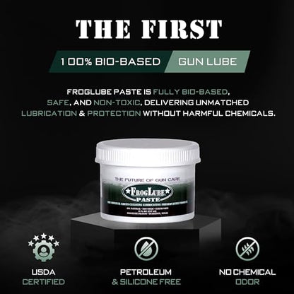 FrogLube Paste Gun Lubricant - Non Toxic Gun Grease - Lubricates & Protects | Minty Scent Gun Lube, Bonds to Metal & Prevents Carbon, Fouling, Lead, & Copper Build Up - Stays Cleaner Longer - size: 8oz