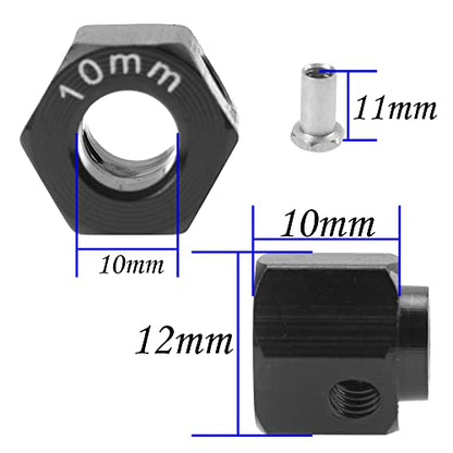 ShareGoo Aluminum RC 12mm Hex Extended Wheel Hex Hub Extension 10mm Offset Spacers Compatible with Traxxas TRX4 TRX6 1/10 RC Crawler (10mm, Black) - color: Black, size: 10mm