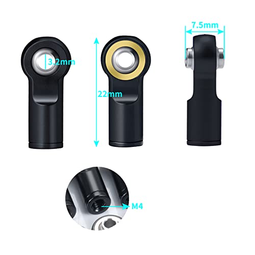 QUE-T 10Pcs Metal Left-Hand Thread Link Rod End M4 Ball Joint Head for RC Crawler Car Boat (Black) - color: Black