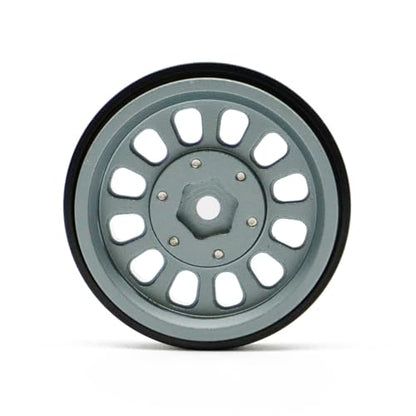 1.3” Brass Beadlock Wheels, -5.40mm Offset CNC 7 mm Hex Rims for 1/18 1/24 RC Crawler TRX4M, Axial SCX24 AX24, Redcat Ascent-18, FMS FCX24, 4 pcs, Gunmetal Gray - color: Gunmetal-gray