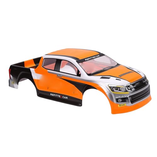 Bewinner 1/10 Scale RC Car Body Shell Painted Precut Universal for Pickup Truck 26cm Wheelbase Modification Sturdy PVC Protection - Blue (Orange) - color: Orange
