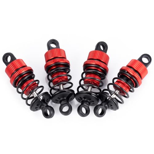 Aluminum RC Front & Rear Oil Filled Shock Absorber 50mm/52mm Adjustable Damper Set Compatible with Tamiya M03 M04 M05 M06 1:10 On Road Car Upgrades Replace Parts (Red, 50mm) - color: Red, size: 50mm