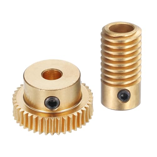 uxcell Worm Gear Set - 0.5 Module 40:1 Reduction Rate 6mm Hole Dia Gear Shaft and 5mm Hole Dia Gear Wheel 40T Drive Gear Box (Brass) - size: 6mmx5mm Bore, style: 0.5 Mod 40T