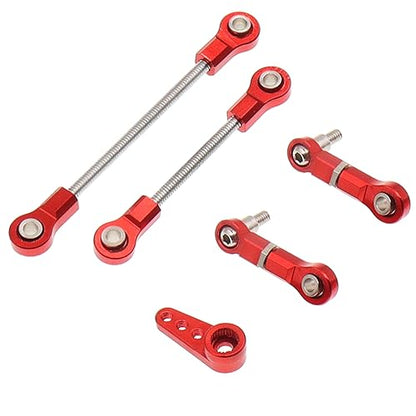 5PCS Metal Front Steering Link Rod Servo Link Linkages with 28T Servo Arm Compatible with WLtoys 1/28 284131 K969 k979 k989 k999 P929 RC Car Upgrades Parts(Red) - color: Red