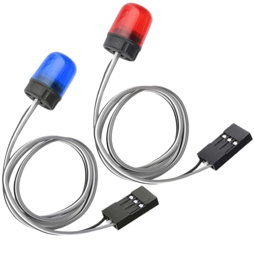HobbyPark RC LED Flash Lights Alarm Lamp Flashing Rotating Beacon Light DC 5–6V Compatible with 1/10 TRX4 SCX10 RC Crawler Car 1/14 Tamiya Tractor RC Truck (Red and Blue Lights) - color: Red and Blue Lights