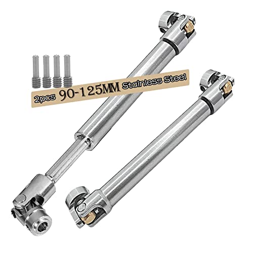 2PCS 90-125MM Stainless Steel Universal Drive Shaft for 1/10 TRX4 TRX6 SCX10 Wraith Capra D90 TF2 Red cat GEN8 1/10 RC Crawler,ARRCat RC Upgrade Parts Hop-Ups Centre Drive Shaft - size: 90-125MM