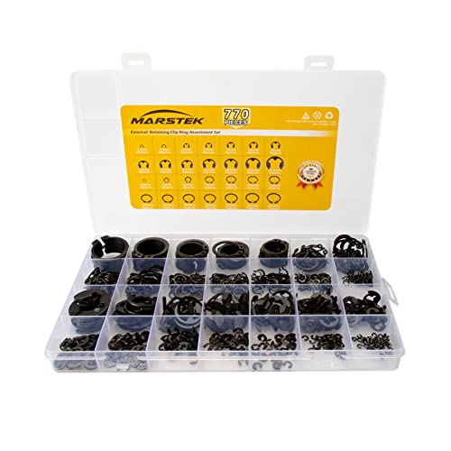 770Pcs C Clips Assortment Set (4mm-26mm) and E Clips Assortment Kit (1.5mm-15mm), External Retaining Rings, 28 Sizes Snap Rings Assortment Kit, Black Carbon Steel Circlip Retaining Rings - size: 770PCS