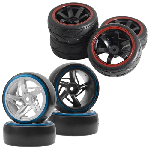 12mm Hex Wheel Rims & Rubber Tires & 4PCS/Set Hard Plastic 1/10 RC Drift Car Tires 12mm Hex Hard Tyre